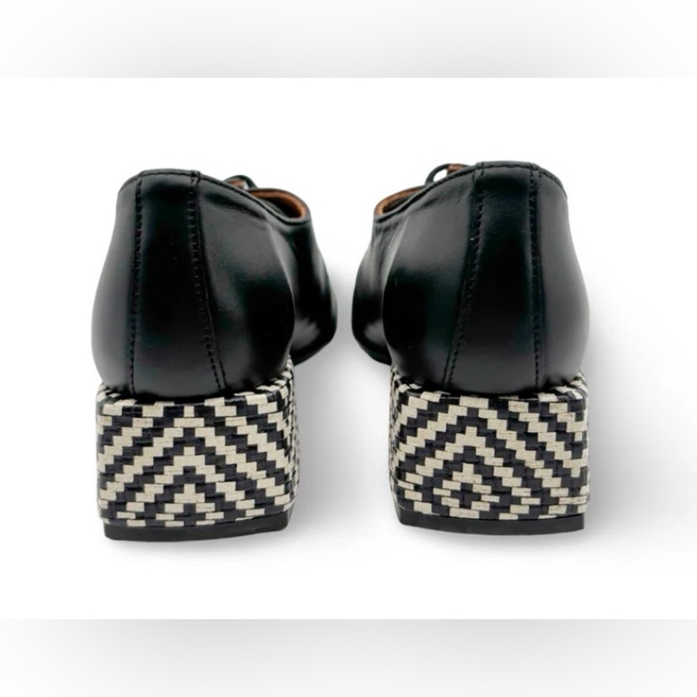 NWT [Nemonic] 2391 Mix Black Derby Almond Toe Heel Loafer Womens EU 37 / US 6.5 - Picture 5 of 13